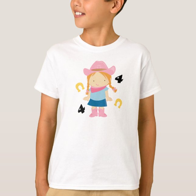 T-shirt 4e anniversaire Cowgirl (Devant)