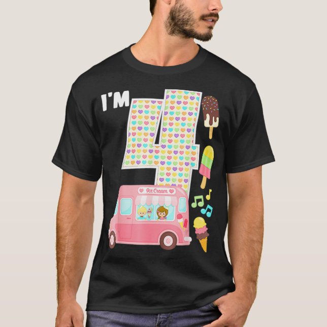 T-shirt 4e anniversaire Crew Ice Cream Camion Im 4 Anniver (Devant)