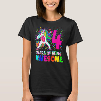 T-shirt 4e anniversaire Dabbing Unicorn Party 4 ans Gir