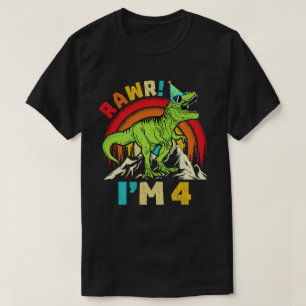 T-shirt 4e anniversaire Dinosaur T Rex Rawr I'm 4 For Boys