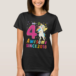 T-shirt 4e anniversaire fille Unicorn fête 4 ans Unicor