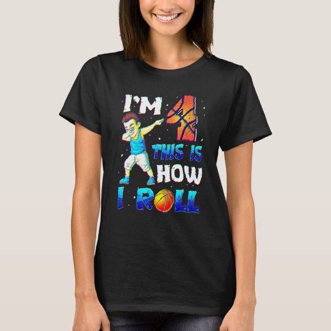 T-shirt 4e anniversaire tenue garçon basket-ball quatre an (Devant)