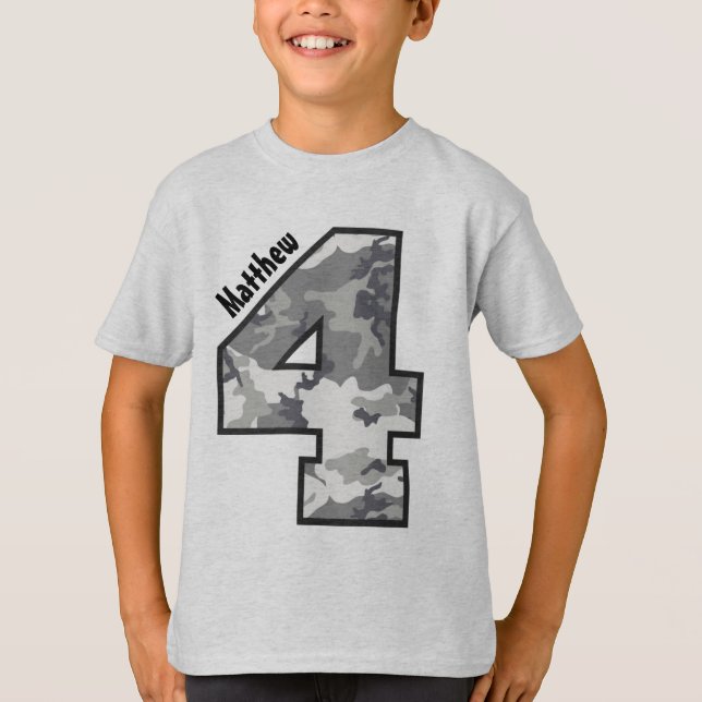 T-shirt 4ème Nom fait sur commande de quatre ans V01Z de (Devant)