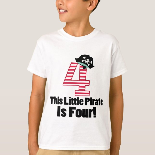 T-shirt 4ème pirate mignon d'anniversaire (Devant)