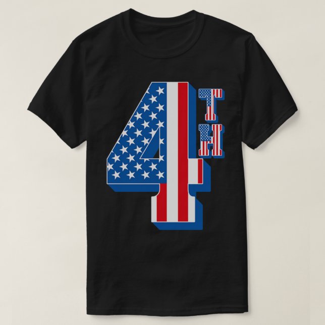 T-shirt 4ème texte du drapeau américain (Design devant)