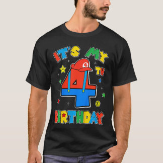 T-shirt 4th Birthday Boy Super Gamer Gamingheme Bday Party