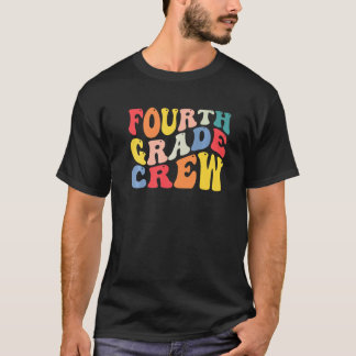 T-shirt 4th Fourth Grade Crew Teacher Back To School Retro