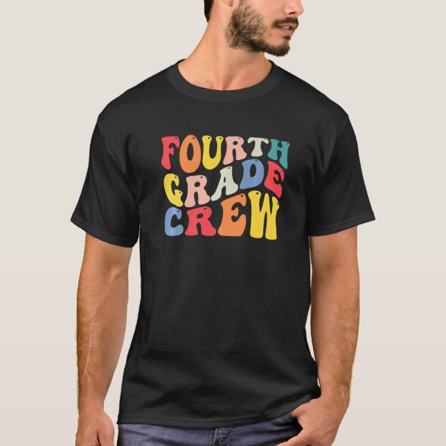T-shirt 4th Fourth Grade Crew Teacher Back To School Retro (Devant)