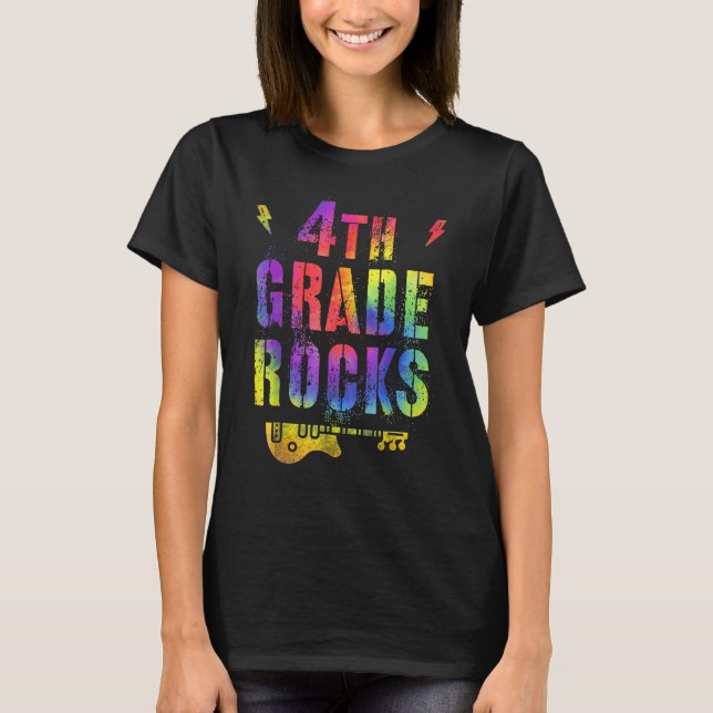 T-shirt 4th Fourth Grade Rocks Tie Dye Back To School Teac (Devant)