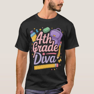 T-shirt 4th Grade Diva  First Day of School Girl Clothes G