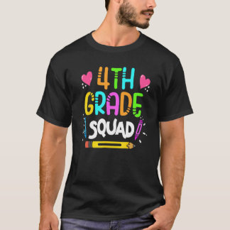 T-shirt 4th Grade Squad Fourth Teacher Student Team Back T