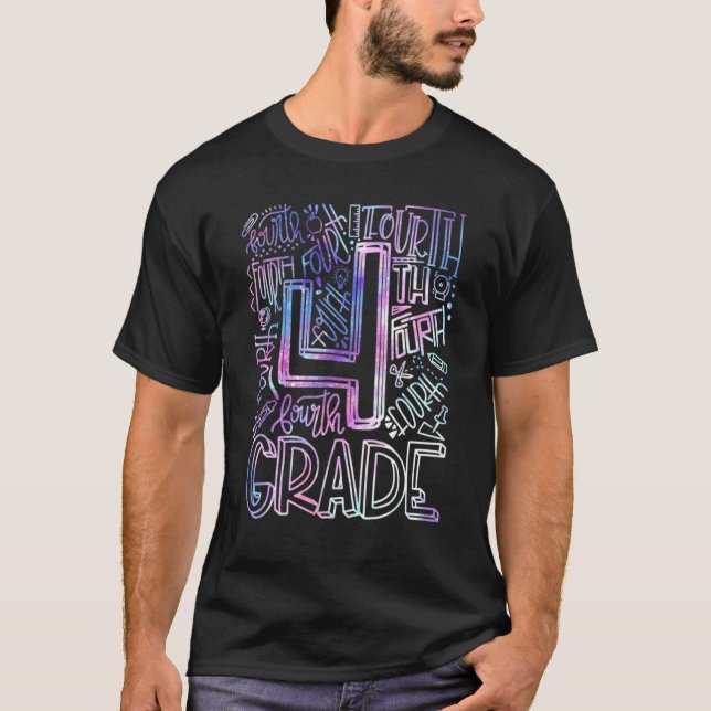 T-shirt 4th Grade Typography Team Teacher Back To School (Devant)