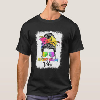 T-shirt 4th Grade Vibes Messy Bun Back To School Kids Girl