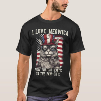 T-shirt 4Th July Cat I Love Meowica Patriotic Cat