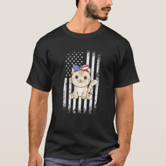 T-shirt 4th Of July American Cat For Kids Cute Usa Cat  14