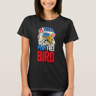 T-shirt 4th Of July American Flag Bald Eagle Mullet Play F