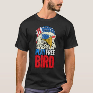 T-shirt 4th Of July American Flag Bald Eagle Mullet Play F