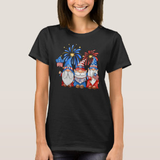 T-shirt 4th Of July American Gnomes Celebrating Independen