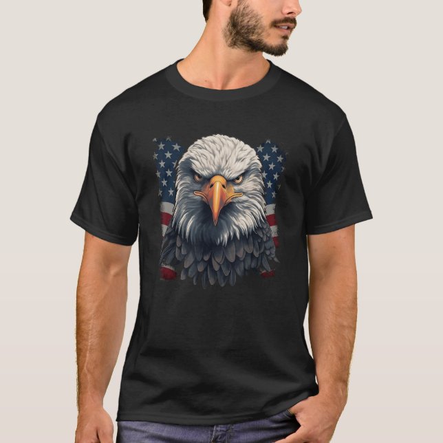 T-shirt 4th of July bald Eagle Patriotic American (Devant)