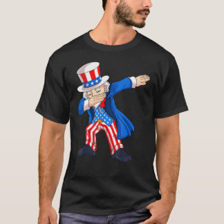 T-shirt 4th Of July Dabbing Uncle Sam American Flag Kids B