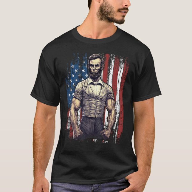 T-shirt 4th of July Patriotic  Abraham Lincoln Graphic Jul (Devant)