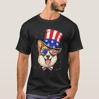 T-shirt 4th of July Patriotic Corgi American USA Flag Corg