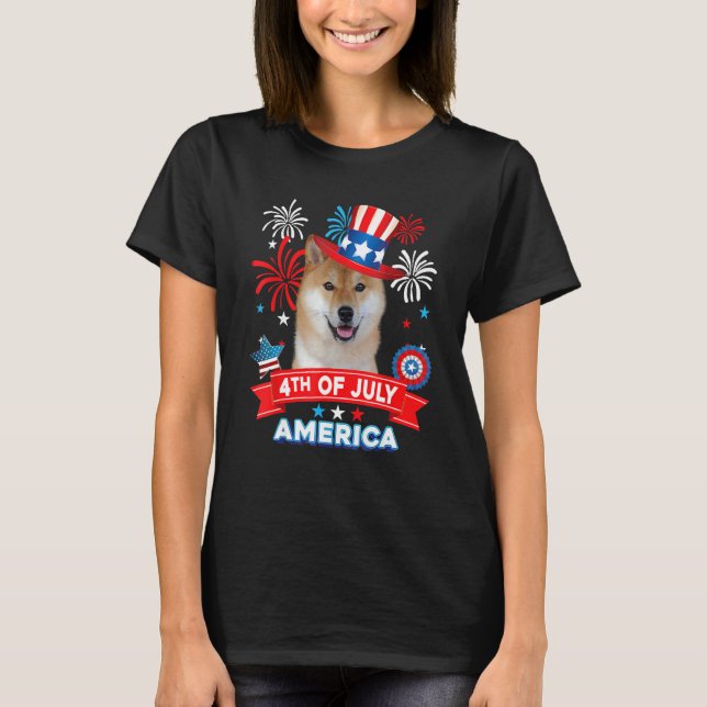 T-shirt 4th Of July Patriotic Day Shiba Inu Dog Independen (Devant)
