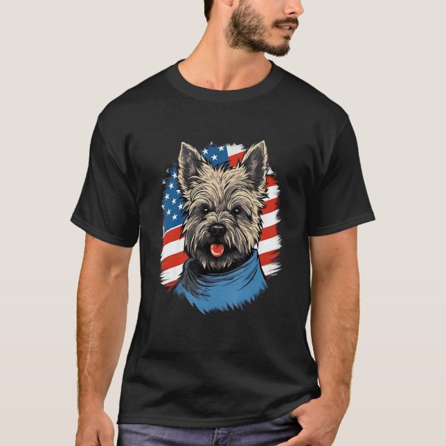 T-shirt 4th Of July US Flag Cairn Terrier Dog (Devant)