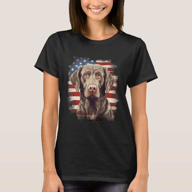 T-shirt 4th Of July US Flag Chesapeake Bay Retriever Dog 1 (Devant)