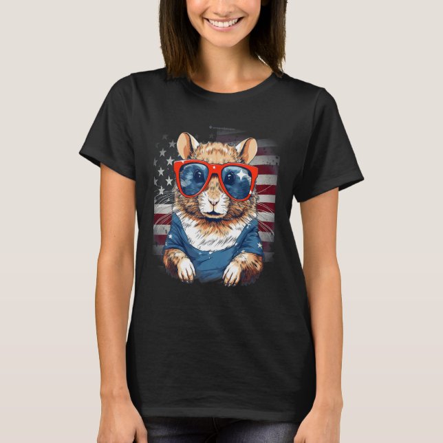 T-shirt 4th Of July US Flag Gerbil 2 (Devant)