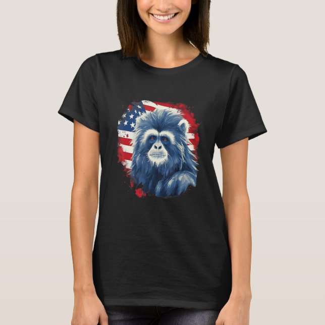 T-shirt 4th Of July US Flag Gibbon (Devant)