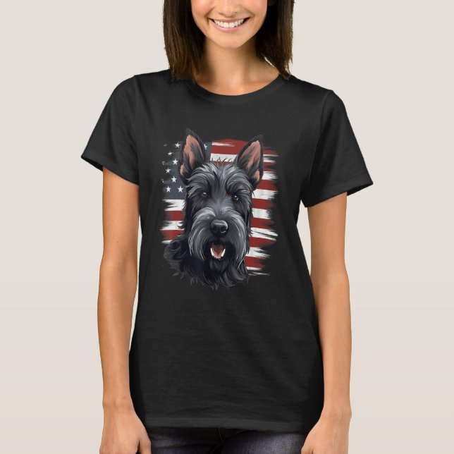 T-shirt 4th Of July US Flag Scottish Terrier Dog (Devant)