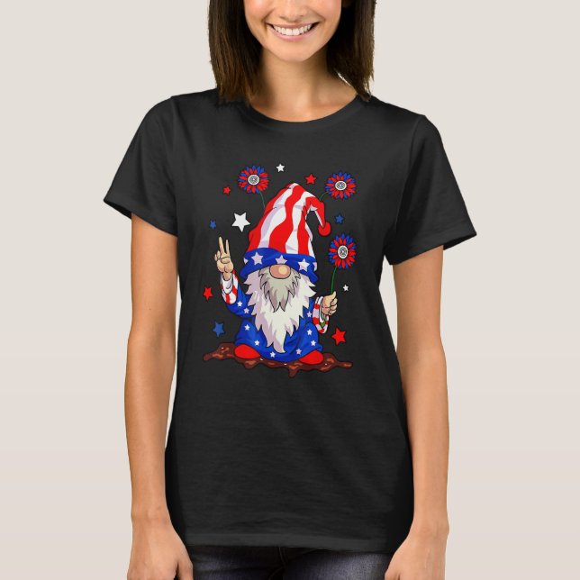 T-shirt 4th of July USA American Flag Gnomes Patriotic Men (Devant)