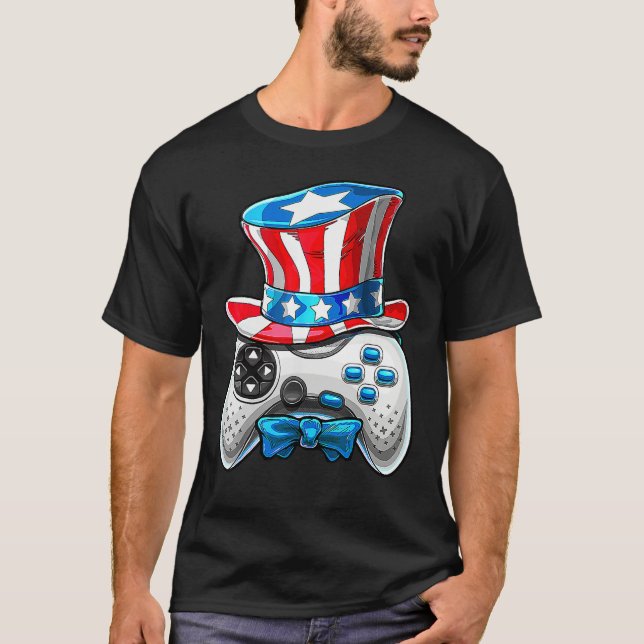 T-shirt 4th Of July Video Game American Flag Uncle Sam Gam (Devant)