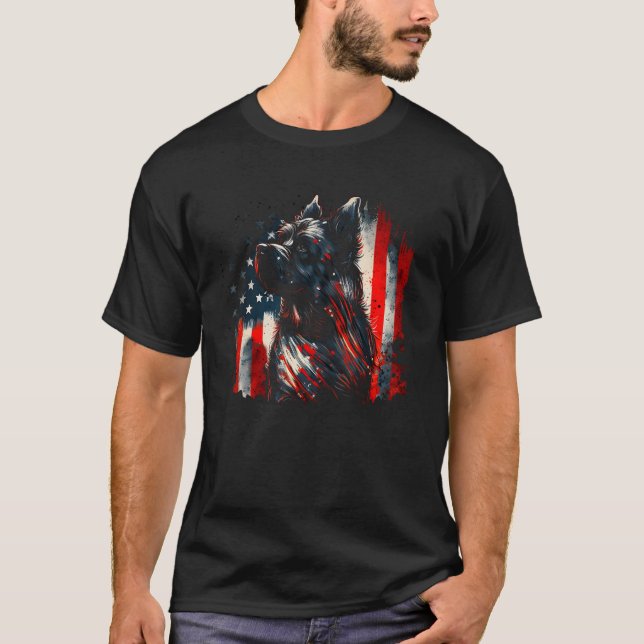 T-shirt 4th of July Yorkshire Terrier Dog USA Flag Patriot (Devant)