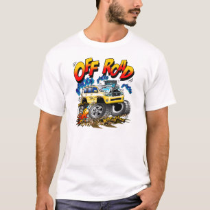 T-shirt 4WD outre de caricature de bande dessinée de rout