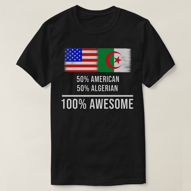 T-shirt 50 Américain 50 Algérien 100 Cadeau génial pour Al (Design devant)