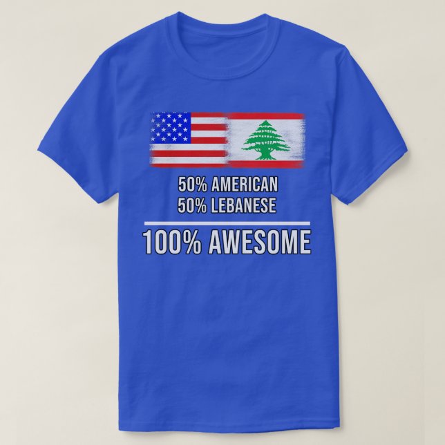 T-shirt 50 Américain 50 Libanais 100 Cadeau fantastique po (Design devant)
