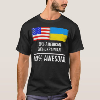 T-shirt 50 Américain 50 Ukrainien 100 Cadeau fantastique p