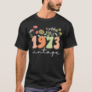 T-shirt 50 Ans 1973 50E Anniversaire Fleur sauvage Femmes