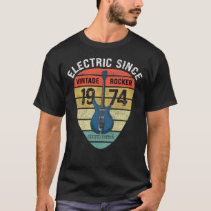 T-shirt 50 Ans 1974 Edition Limitée Guitare Vintage T