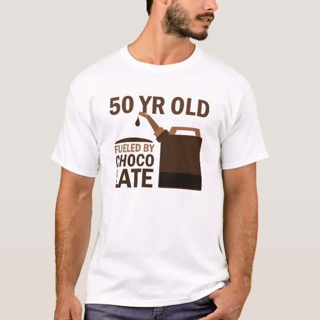 T-shirt 50 ans alimentés par le chocolat (Devant)