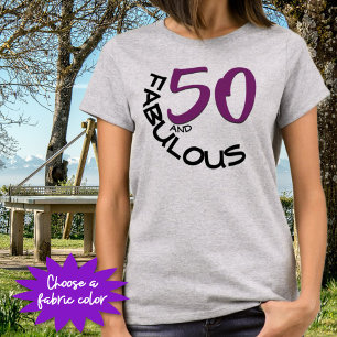 T-shirt 50 ans de typographie violette et noire fabuleuse