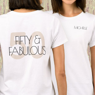 T-shirt 50 ans et fabuleux Fête d'anniversaire beige moder