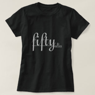 T-shirt 50 et FABULEUX Script d'argent Anniversaire noir