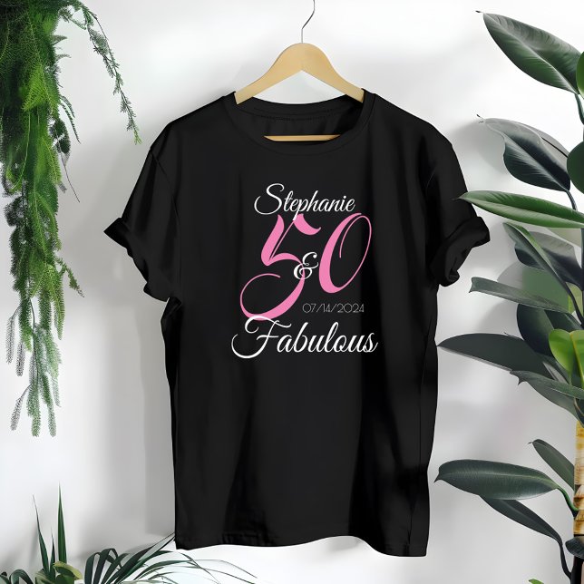 T-shirt 50 et Fabulous Pink Personnalisé fête d'anniversai (Créateur téléchargé)