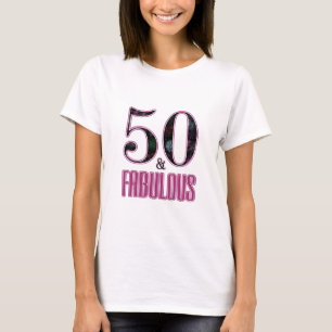 T-shirt 50 & Fabuleuse typographie rose noire 50e annivers