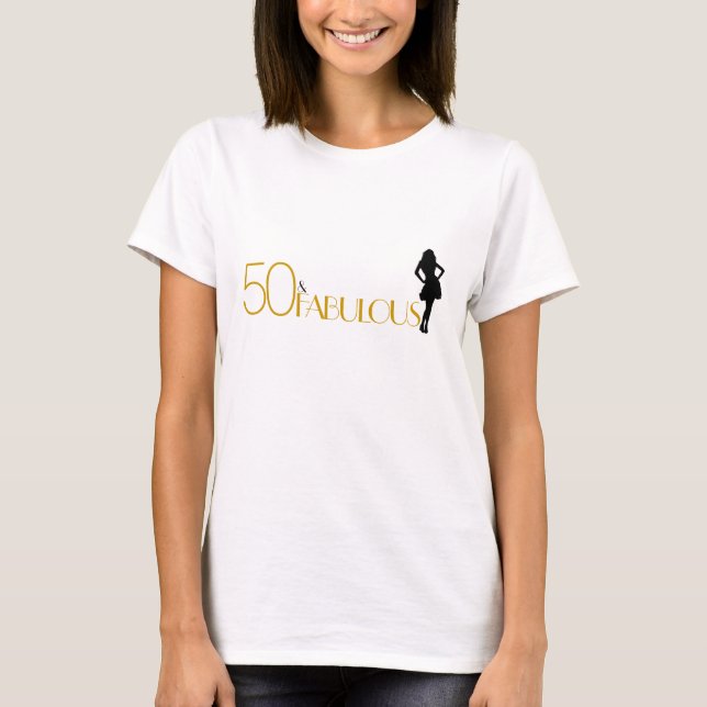 T-shirt 50 & FABULOUS C'EST MON ANNIVERSAIRE Gold Modern F (Devant)