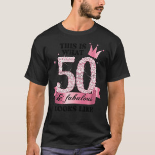 T-shirt 50 & Fabulous I Pink White Party Group Candid Phot