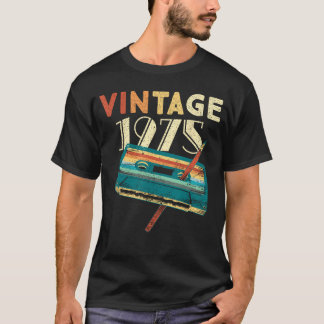 T-shirt 50 Years Old Gifts Vintage 1975 Music Cassette 50t